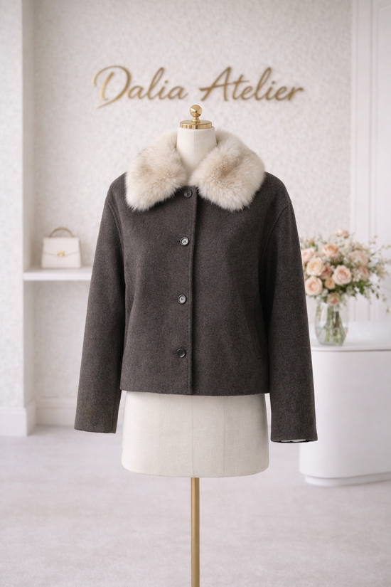 ABRIGO CUELLO EFECTO PELO CON LANA