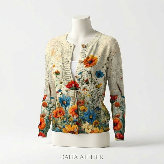 HELENA | Cárdigan Vintage Floral de Punto Suave