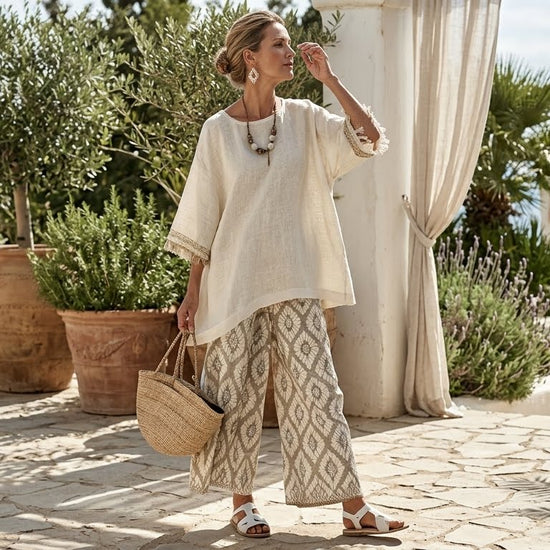 Ilaria – Top sofisticado y pantalones casual, look elegante y cómodo