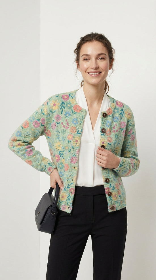 ALEAH | Cárdigan Floral de Punto Suave