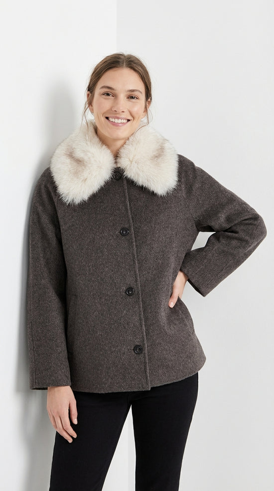 ABRIGO CUELLO EFECTO PELO CON LANA