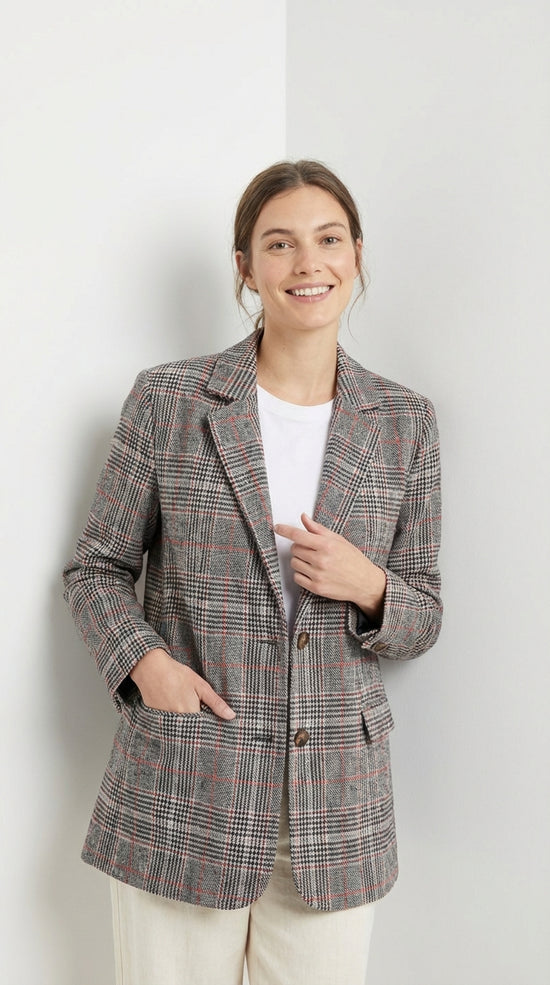 Blazer casual de cuadros con solapa