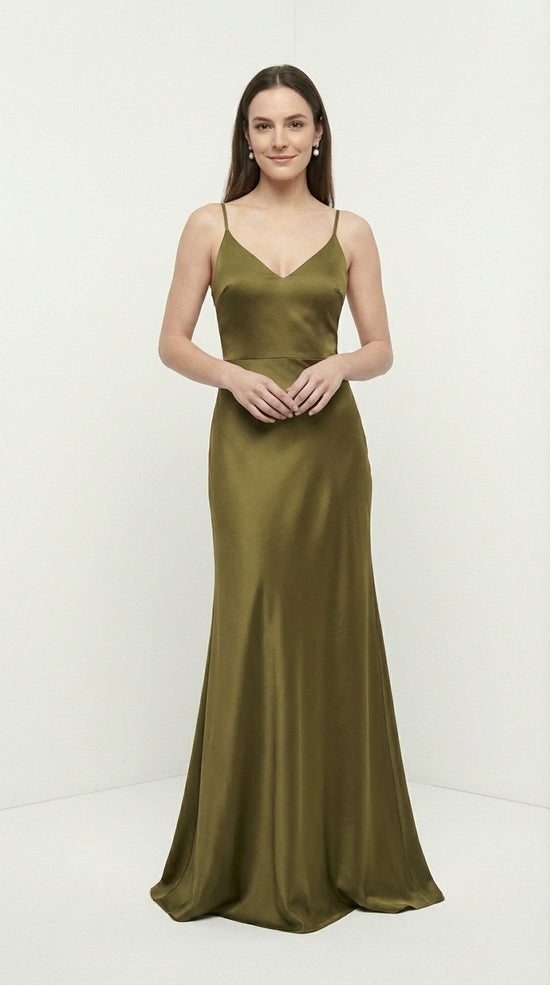 Ámbar - Vestido Maxivestido de Satén con Un Hombro