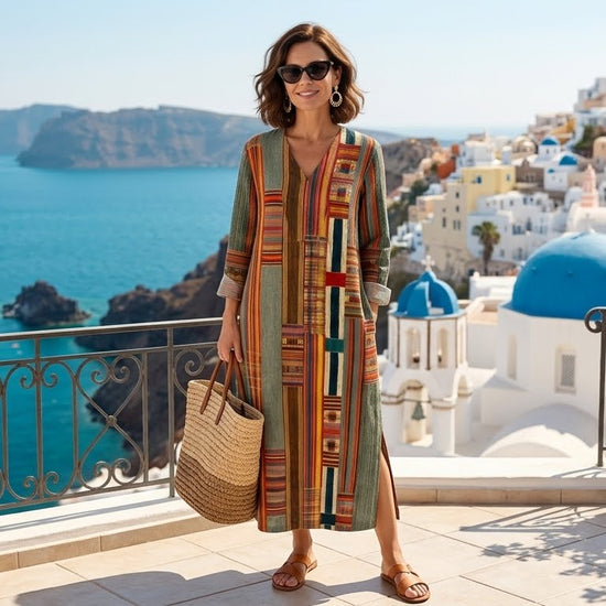 Dalia Atellier - Vestido suelto con cuello en V y estampado