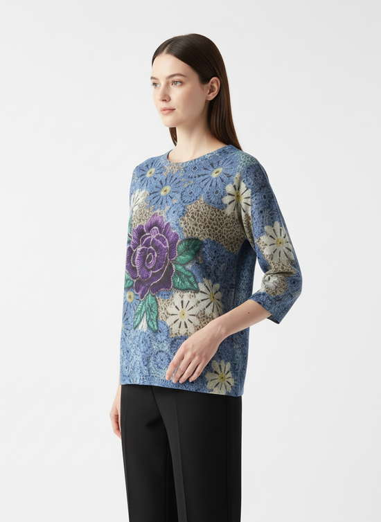 Leonora | Elegante cárdigan de manga larga con estampado floral